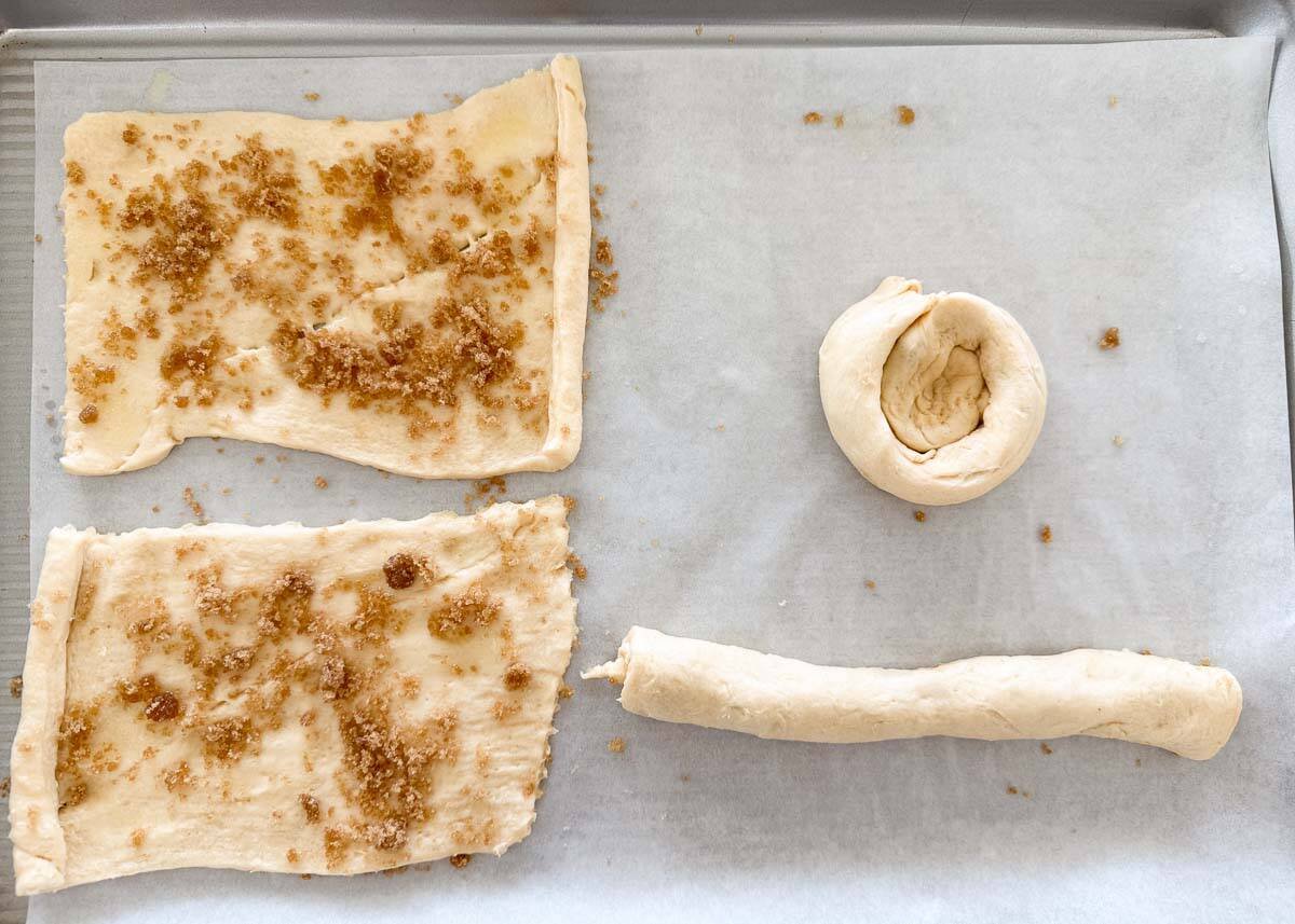 Showing how to make crescent roll cream cheese danish. 