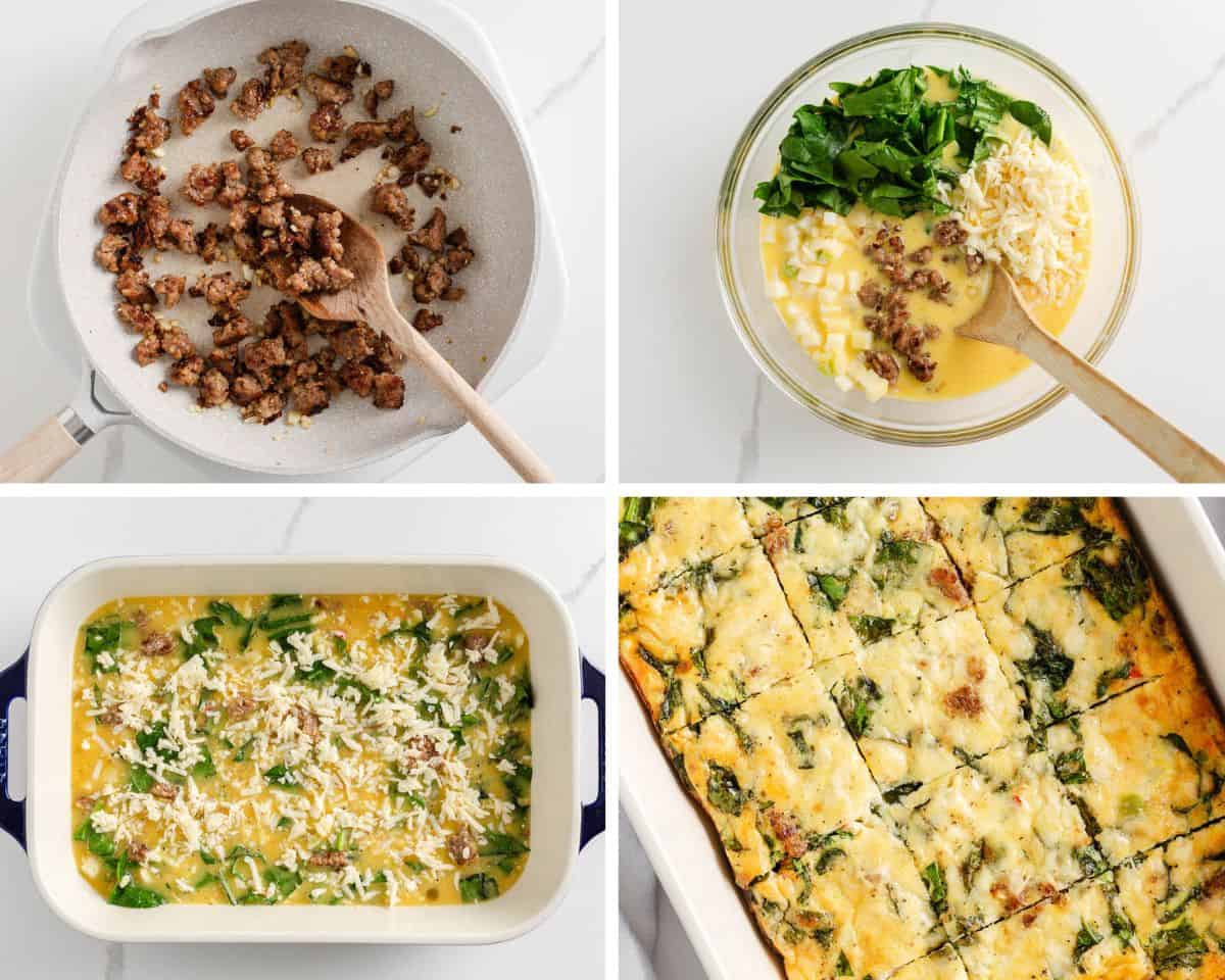 Showing how to make easy breakfast casserole.