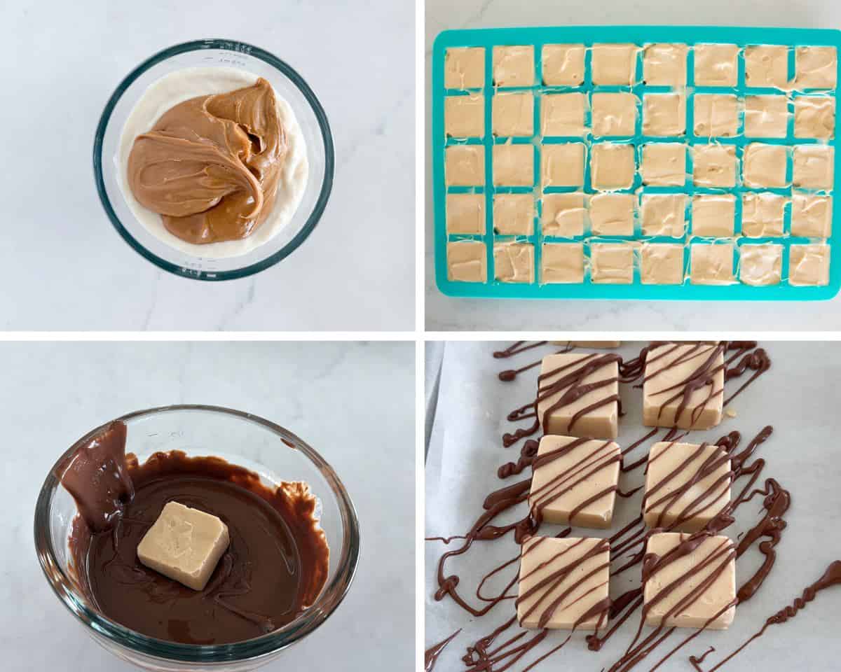 Showing how to make yogurt bites.