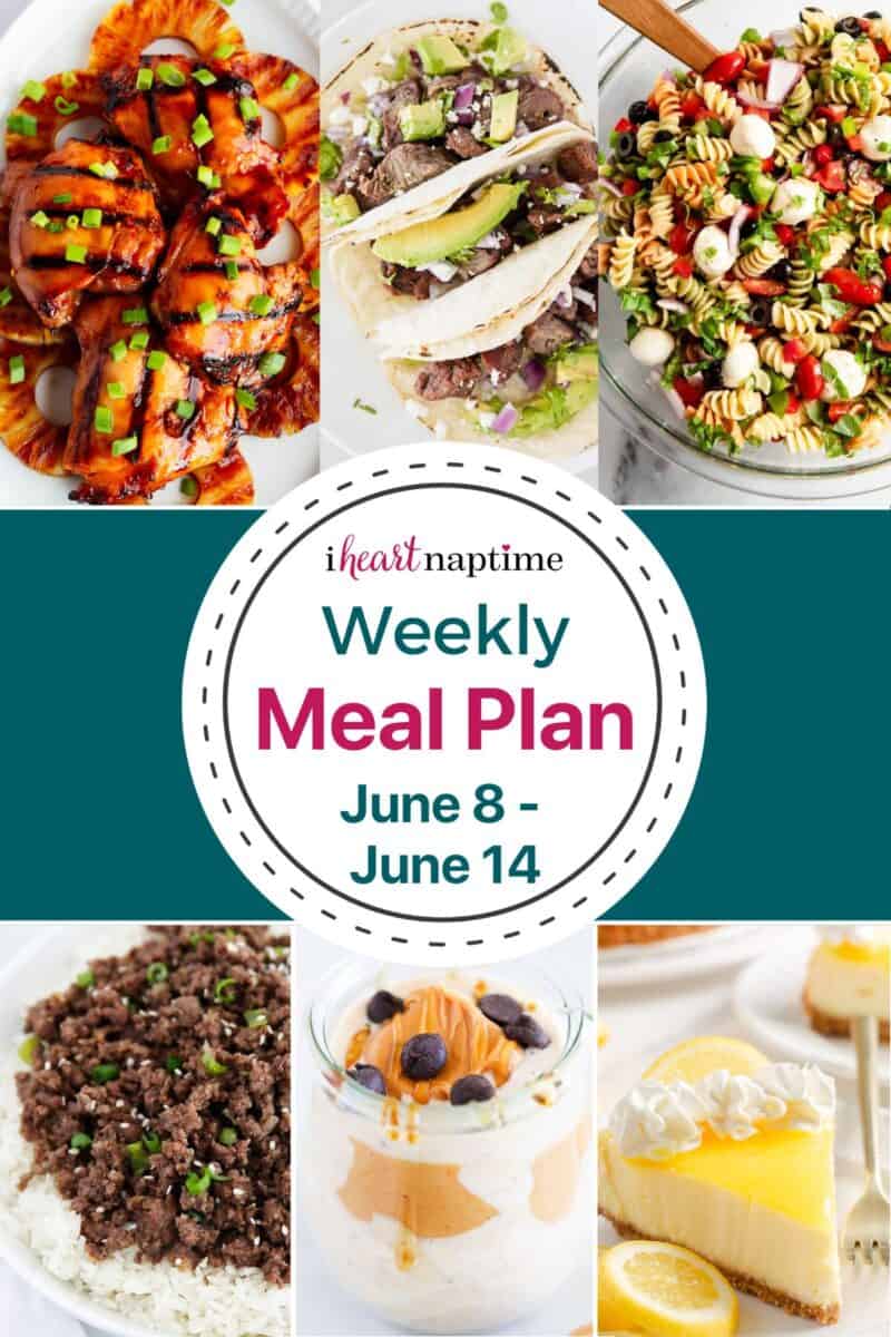 Recipe photo collage for a weekly meal plan for I Heart Naptime.