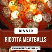 Ricotta meatballs in a cast iron pan.