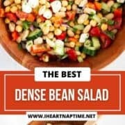 Dense bean salad in a large bowl.