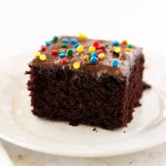 Crazy cake on a plate.
