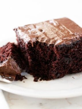 Crazy cake on a plate.