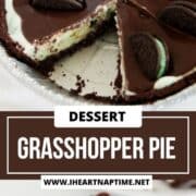 Grasshopper pie sliced and served on a plate.