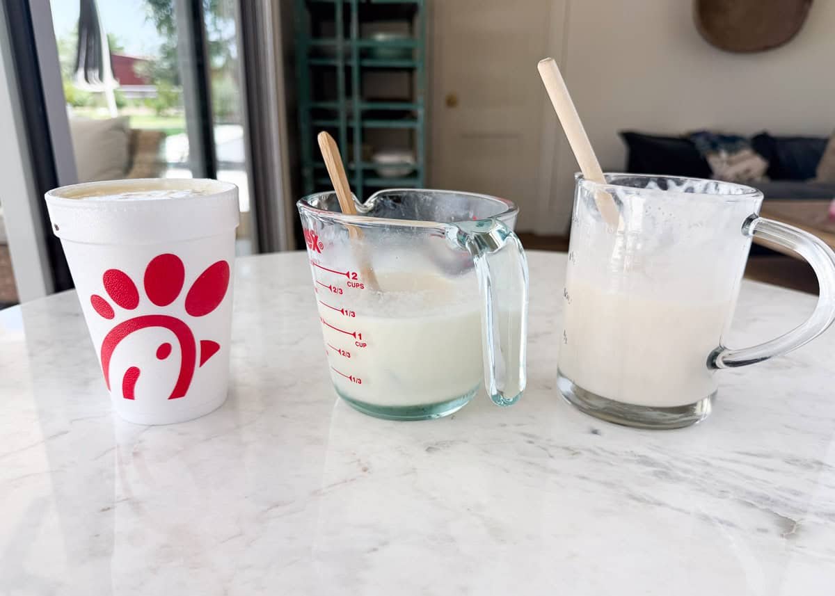 Showing how to make frosted lemonade.