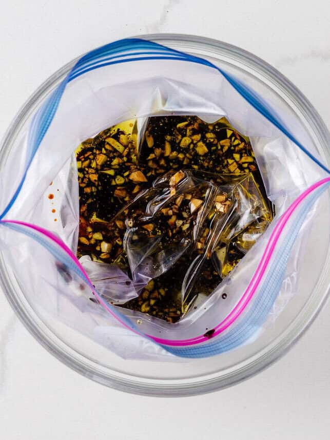 Honey garlic marinade in a bag. 