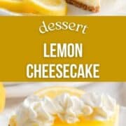 Lemon cheesecake sliced on a plate.