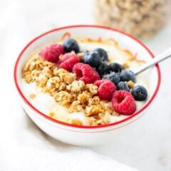 Nut free granola in a bowl.