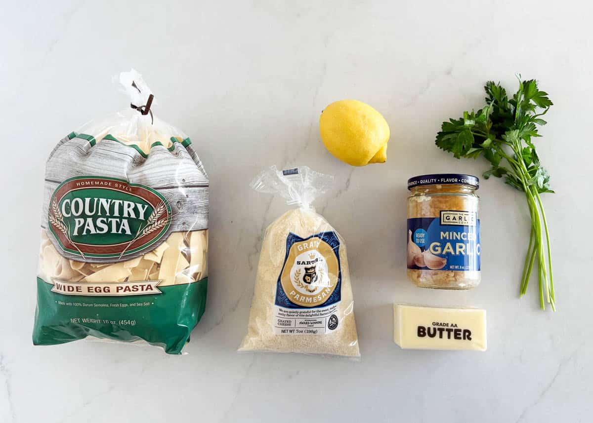 Butter noodles ingredients.