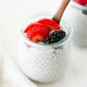 Chia seed pudding in a jar.
