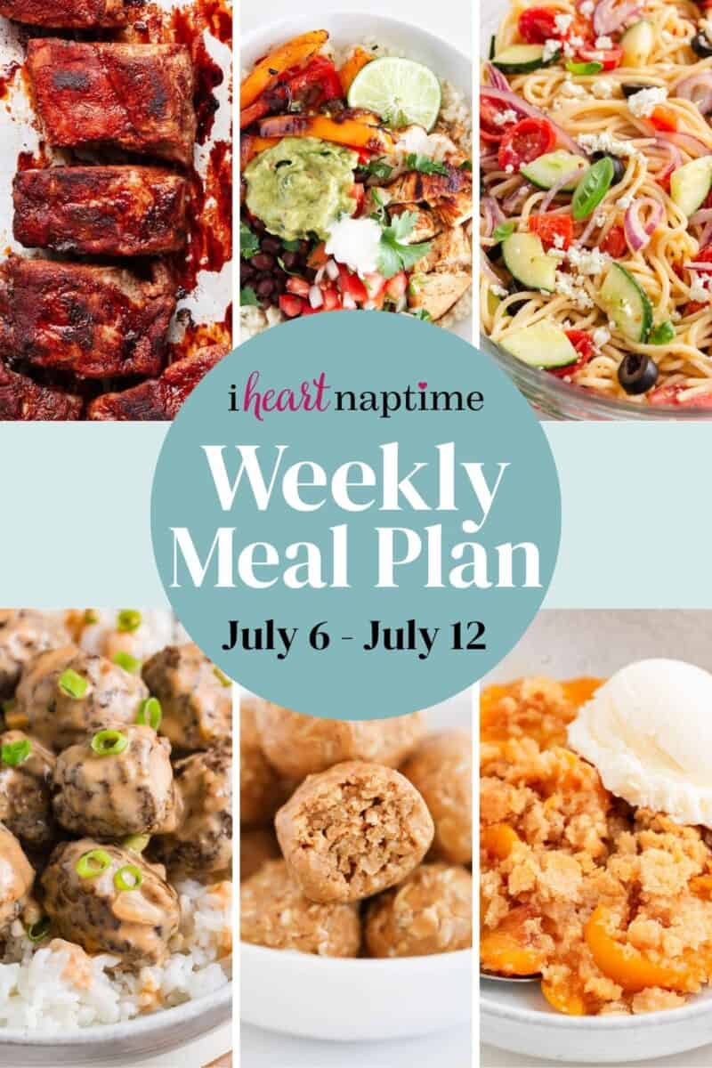 A recipe photo collage for I Heart Naptime meal plan.