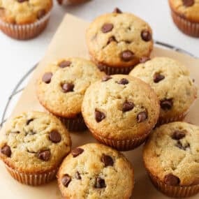 Mini banana muffins are a n easy after school snack idea that kids love.