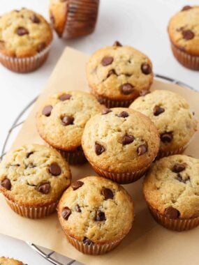 Mini banana muffins are a n easy after school snack idea that kids love.