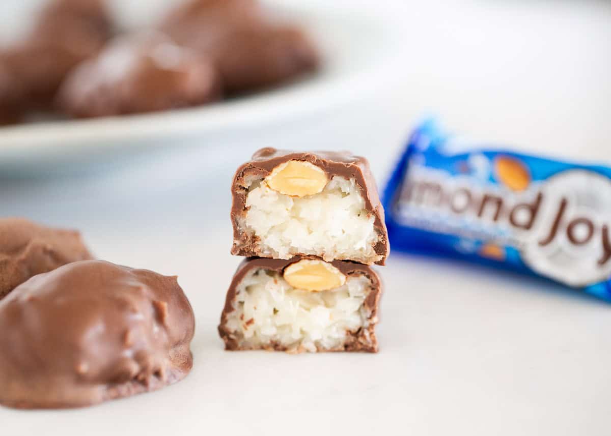 Stack of almond joys.