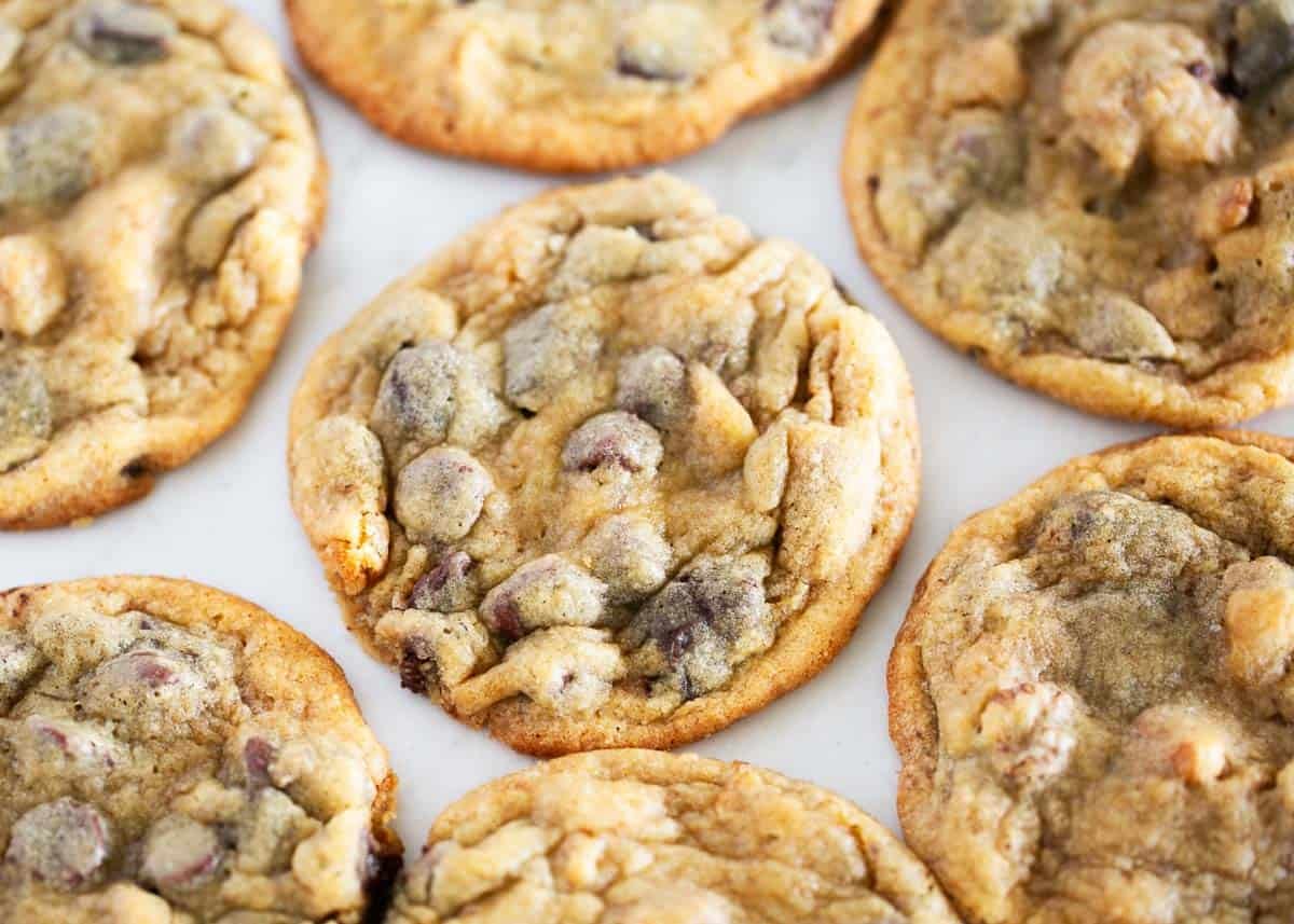 Chewy chocolate chip walnut cookies made with rich brown sugar, melty chocolate chunks plus chocolate chips, and crunchy walnuts. A bakery-style treat made at home! Chocolate chip walnut cookies.