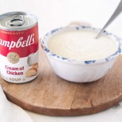 Cream of chicken soup in a bowl.