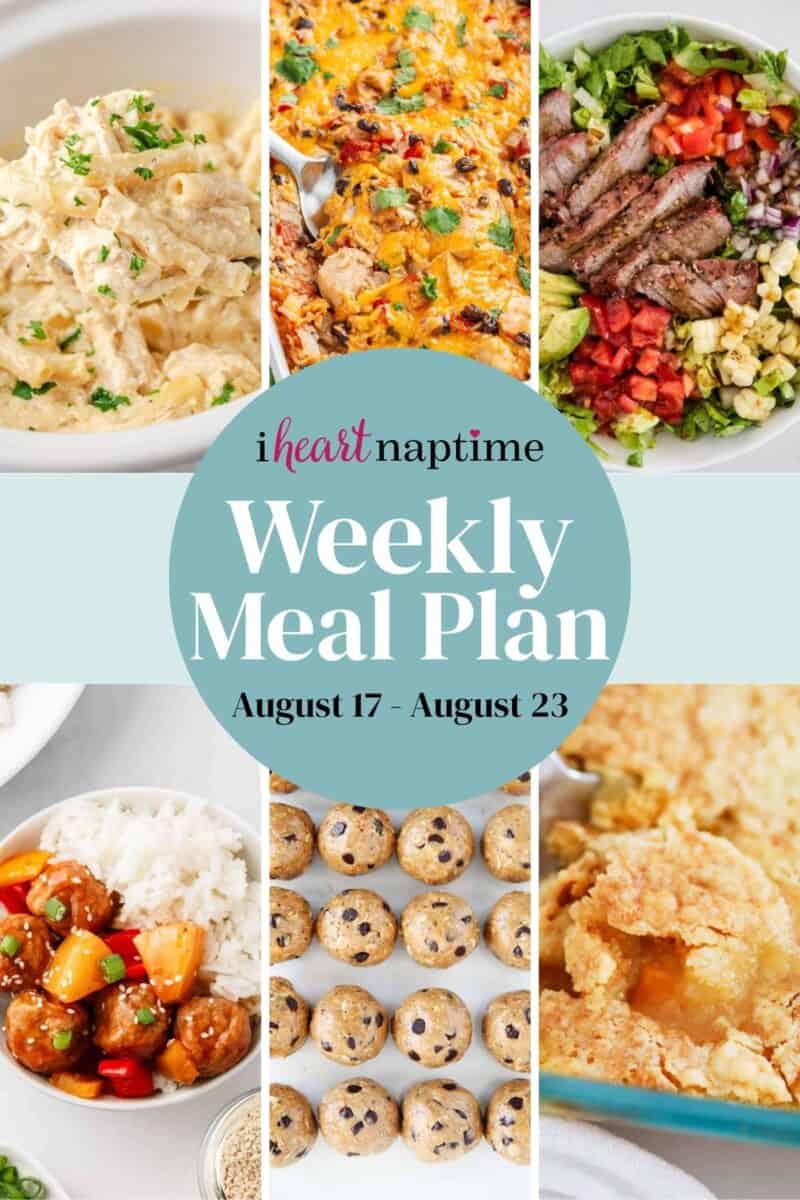 A recipe photo collage for I Heart Naptime meal plan.
