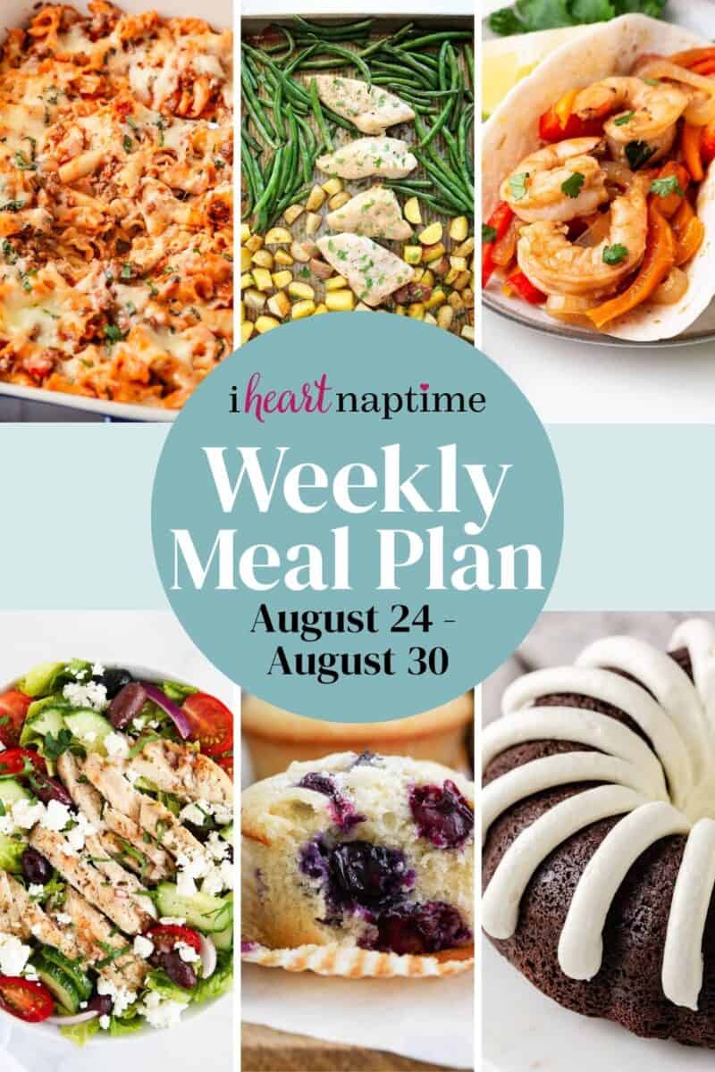 Weekly meal plan recipe photo collage for I Heart Naptime.
