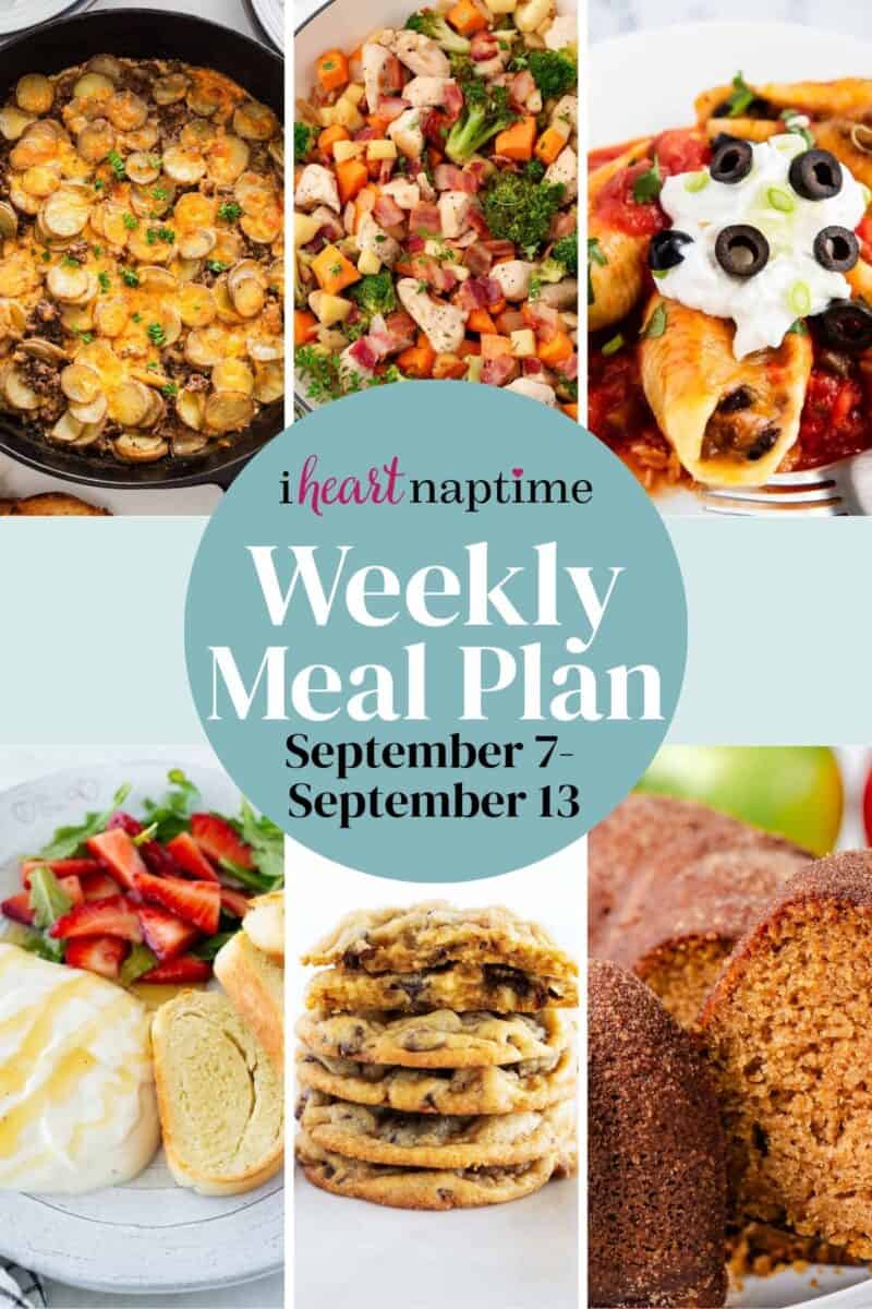 A recipe photo collage for I Heart Naptime for a weekly meal plan.