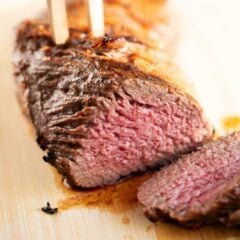 Sliced Tri tip steak.