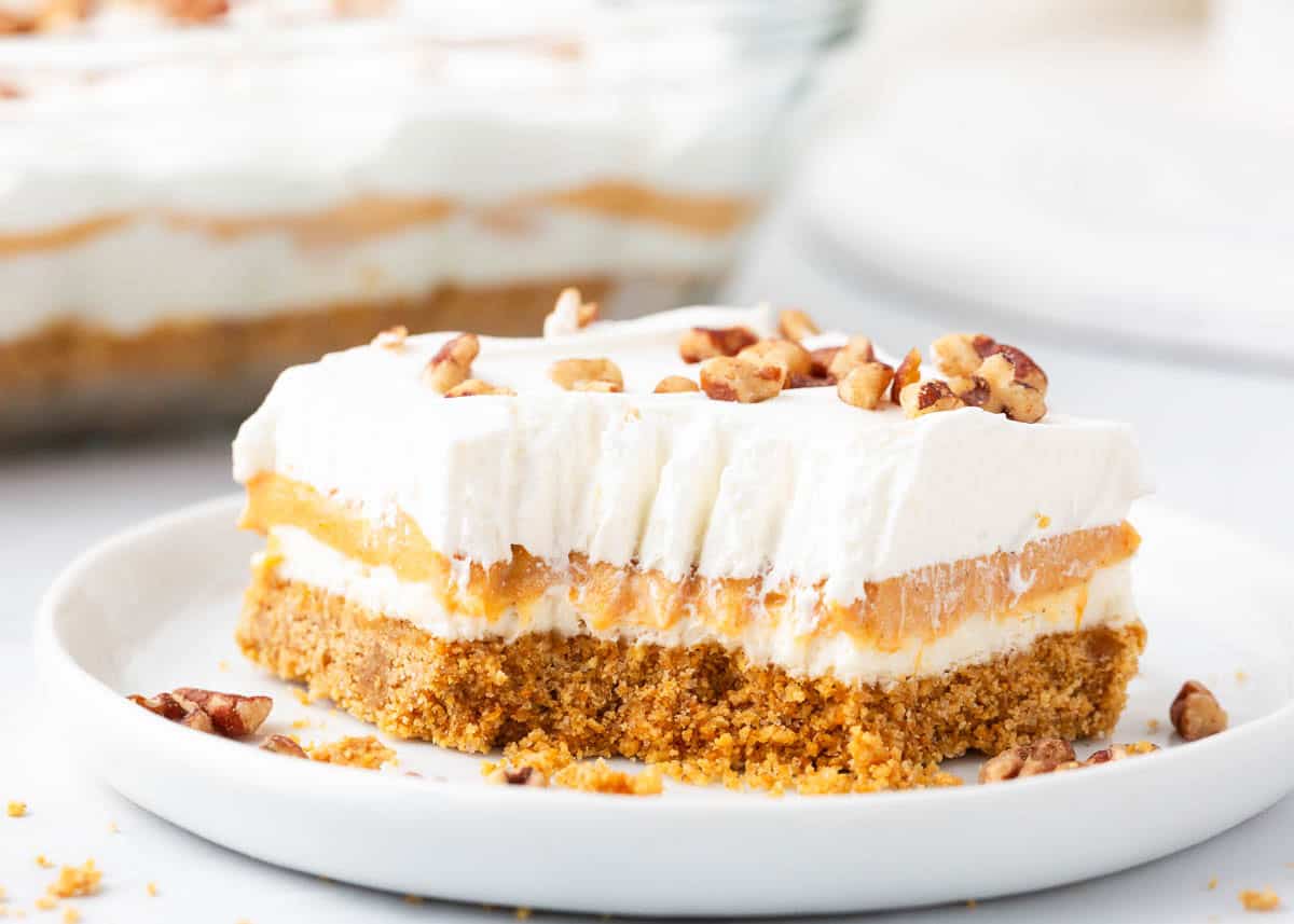 This pumpkin lasagna dessert is a creative pumpkin dessert recipe that will surprise you with each creamy lush layer.