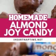 Homemade Almond Joy candy on the counter.