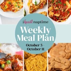 Recipe photo collage for a weekly I Heart Naptime meal plan.