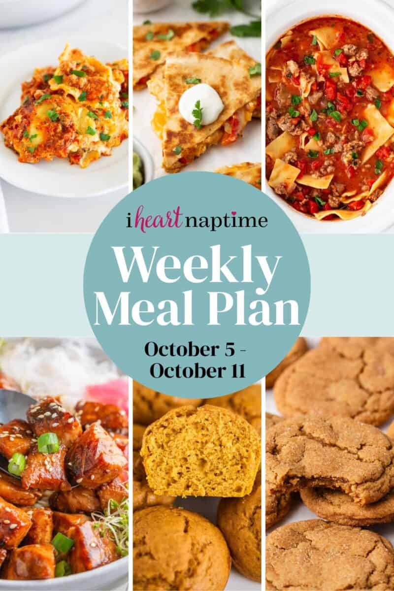 Recipe photo collage for a weekly I Heart Naptime meal plan.