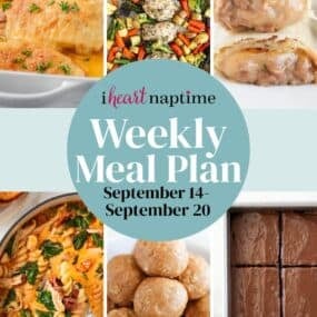 A recipe photo collage for I Heart Naptime weekly meal plan.