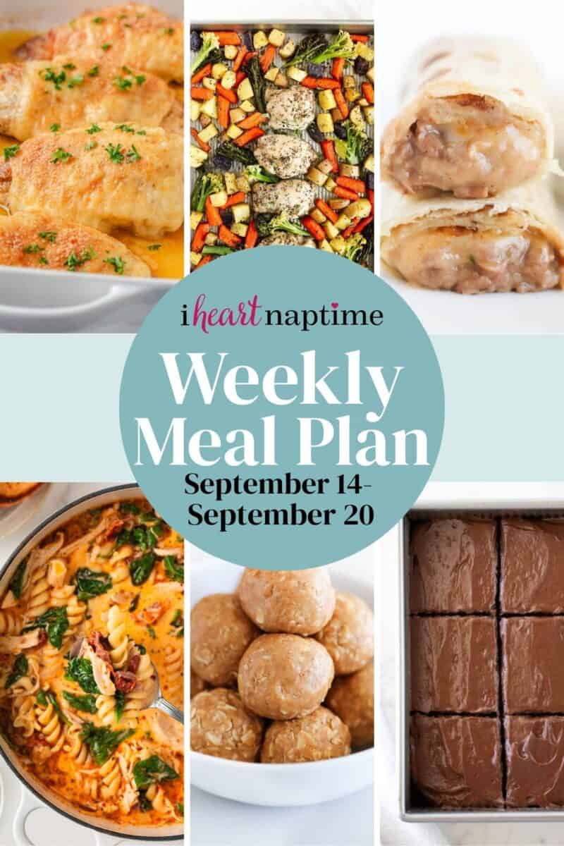 A recipe photo collage for I Heart Naptime weekly meal plan.