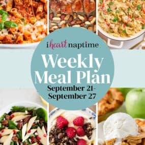 A recipe photo collage for I Heart Naptime weekly meal plan.