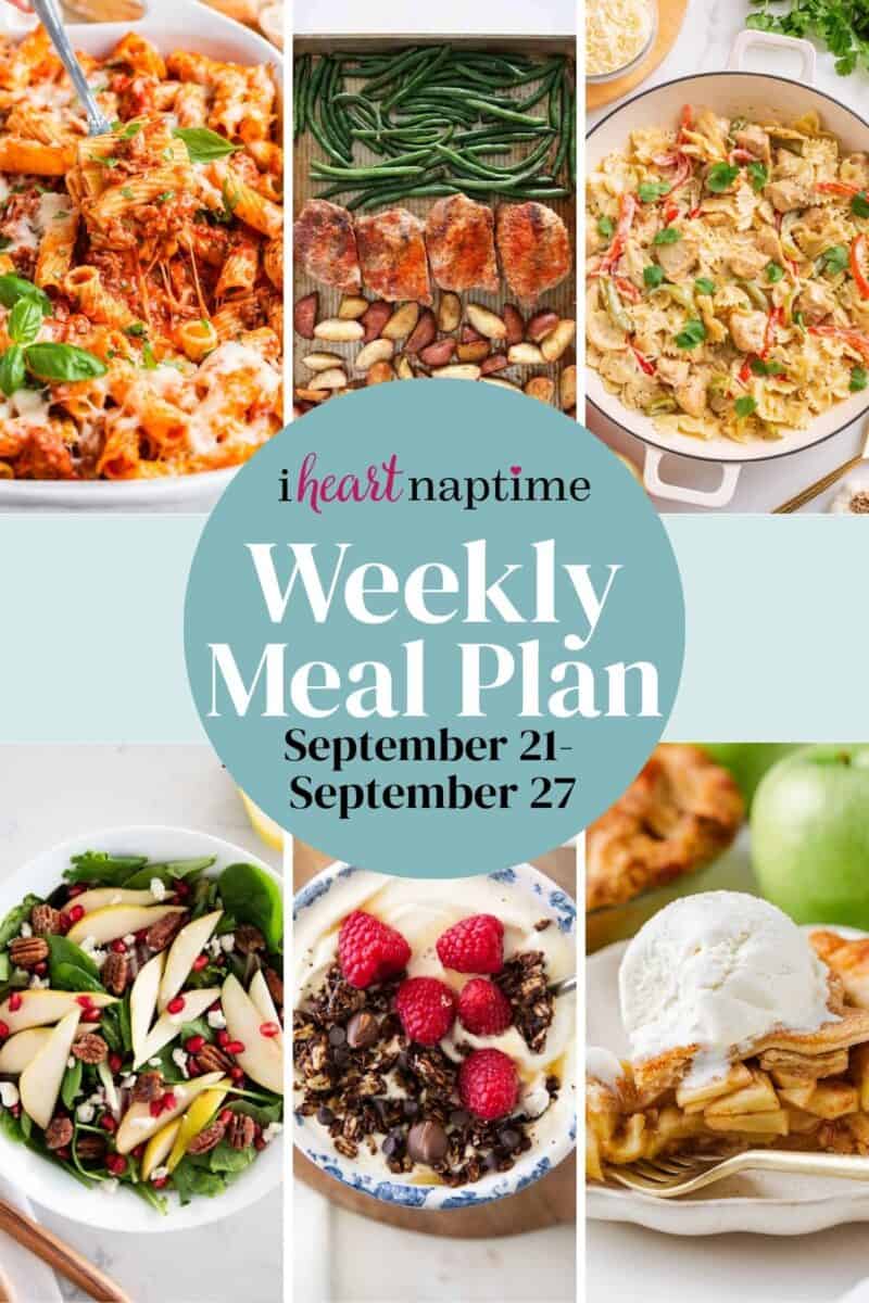 A recipe photo collage for I Heart Naptime weekly meal plan.