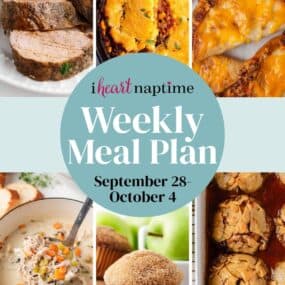 I Heart Naptime weekly meal plan photo collage.