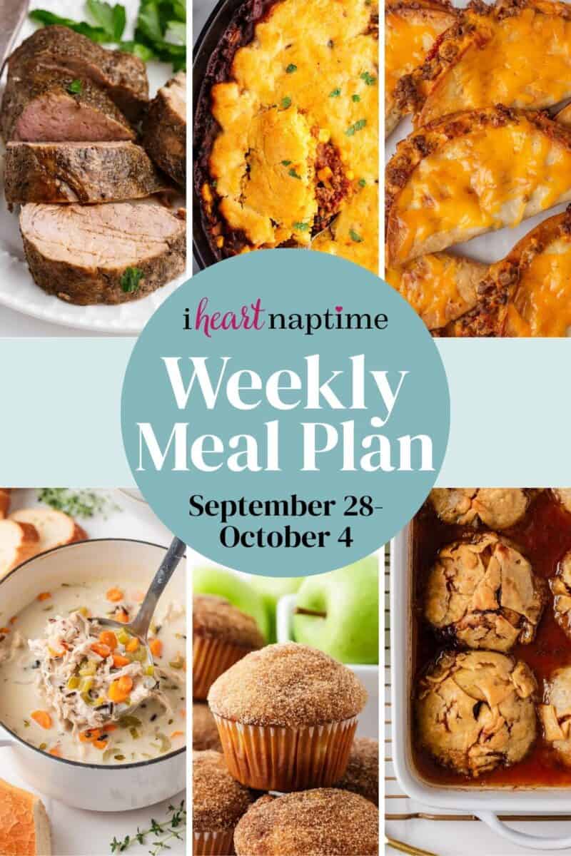 I Heart Naptime weekly meal plan photo collage.