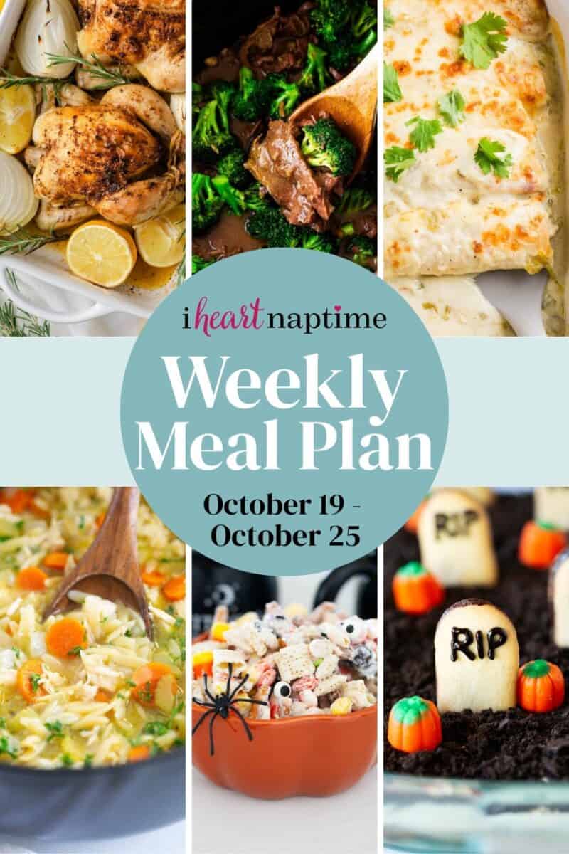 Recipe photo collage for I Heart Naptime weekly meal plan.
