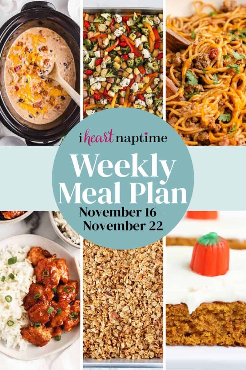 Recipe photo collage for I Heart Naptime weekly meal plan.