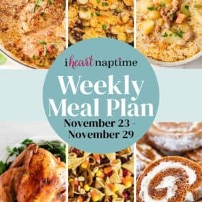 Photo collage of a menu plan for I Heart Naptime.