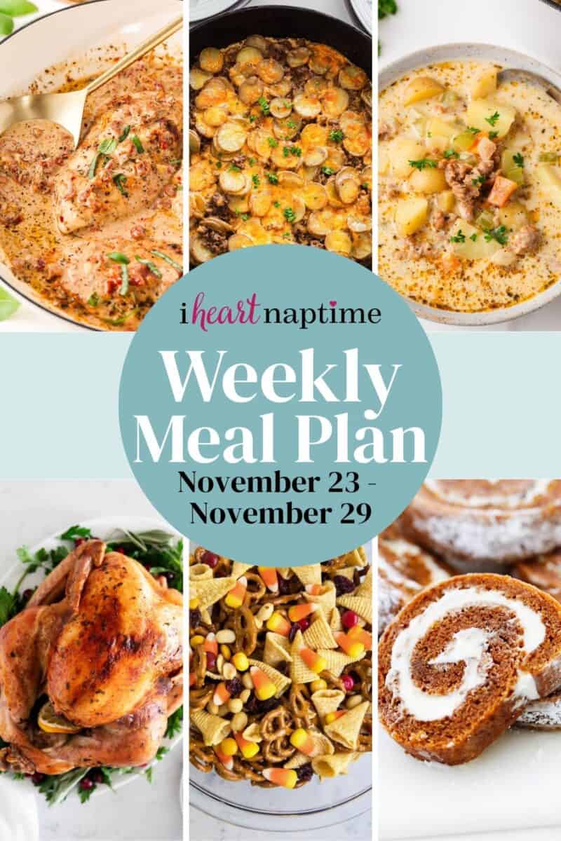 Photo collage of a menu plan for I Heart Naptime.