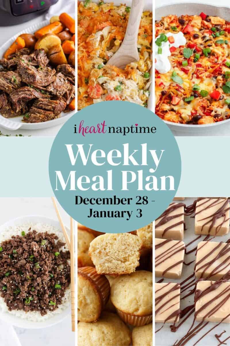 Recipe photo collage for a weekly meal plan for I Heart Naptime.