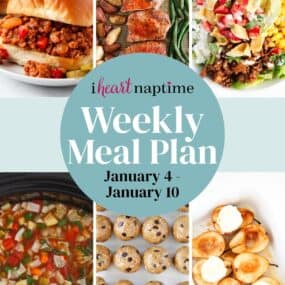 Recipe photo collage for a weekly meal plan for I Heart Naptime.