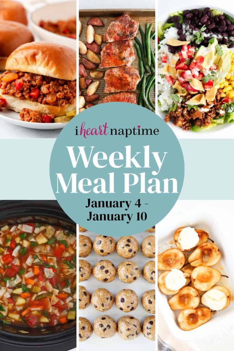 Recipe photo collage for a weekly meal plan for I Heart Naptime.