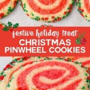 Christmas pinwheel cookies arranged for serving.