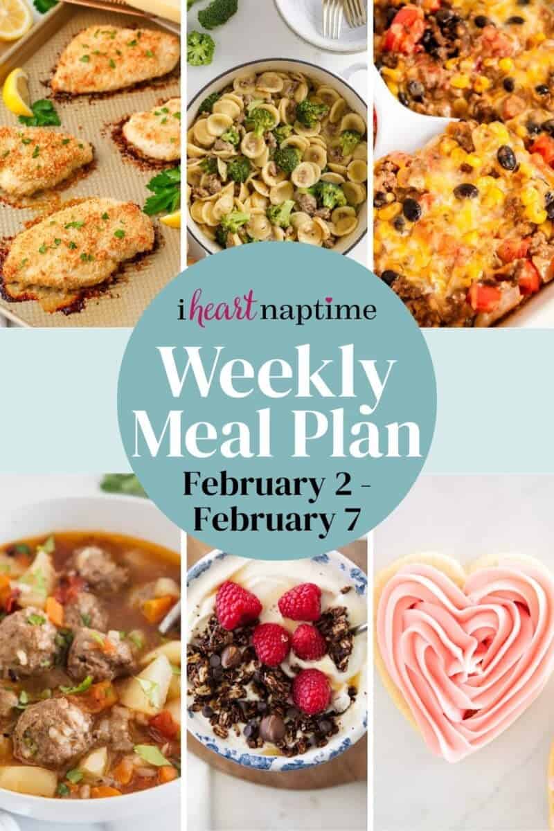 Recipe photo collage for a weekly meal plan for I Heart Naptime.