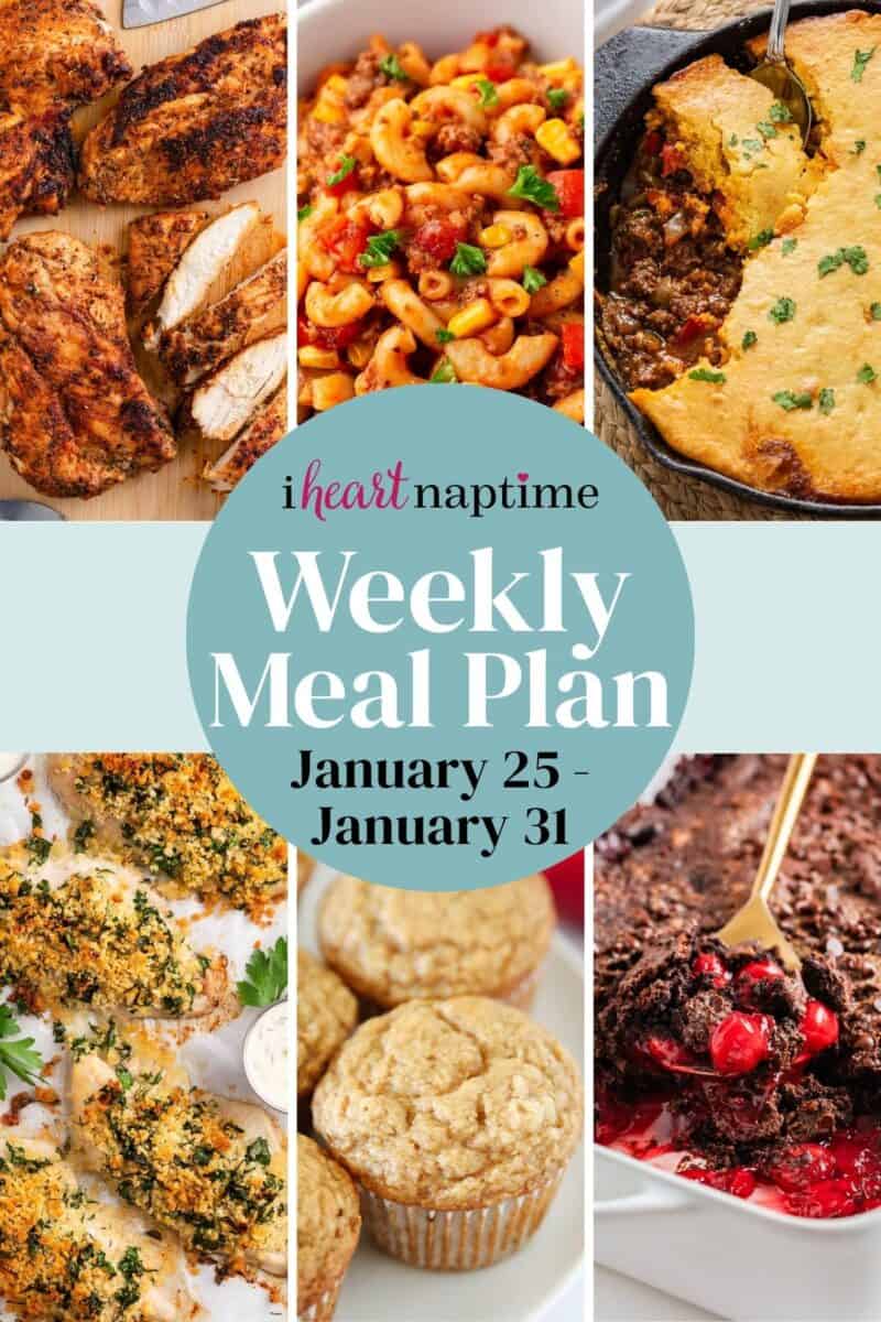 Recipe photo collage for a weekly meal plan for I Heart Naptime.