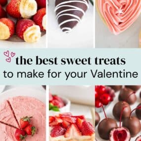 A collage of sweet treats for Valentine's Day.