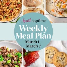 Recipe photo collage for a weekly meal plan for I Heart Naptime.