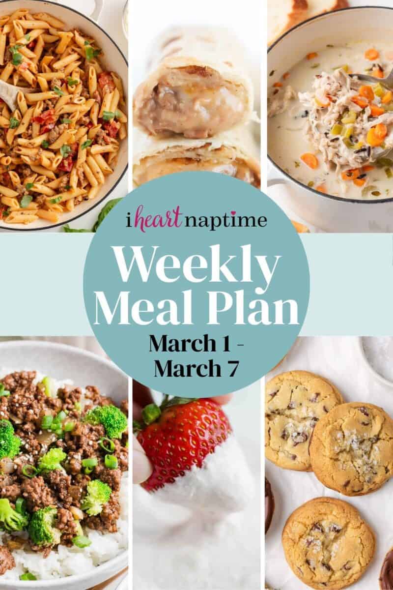 Recipe photo collage for a weekly meal plan for I Heart Naptime.