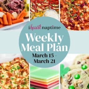 A photo collage for I Heart Naptime weekly meal plan.
