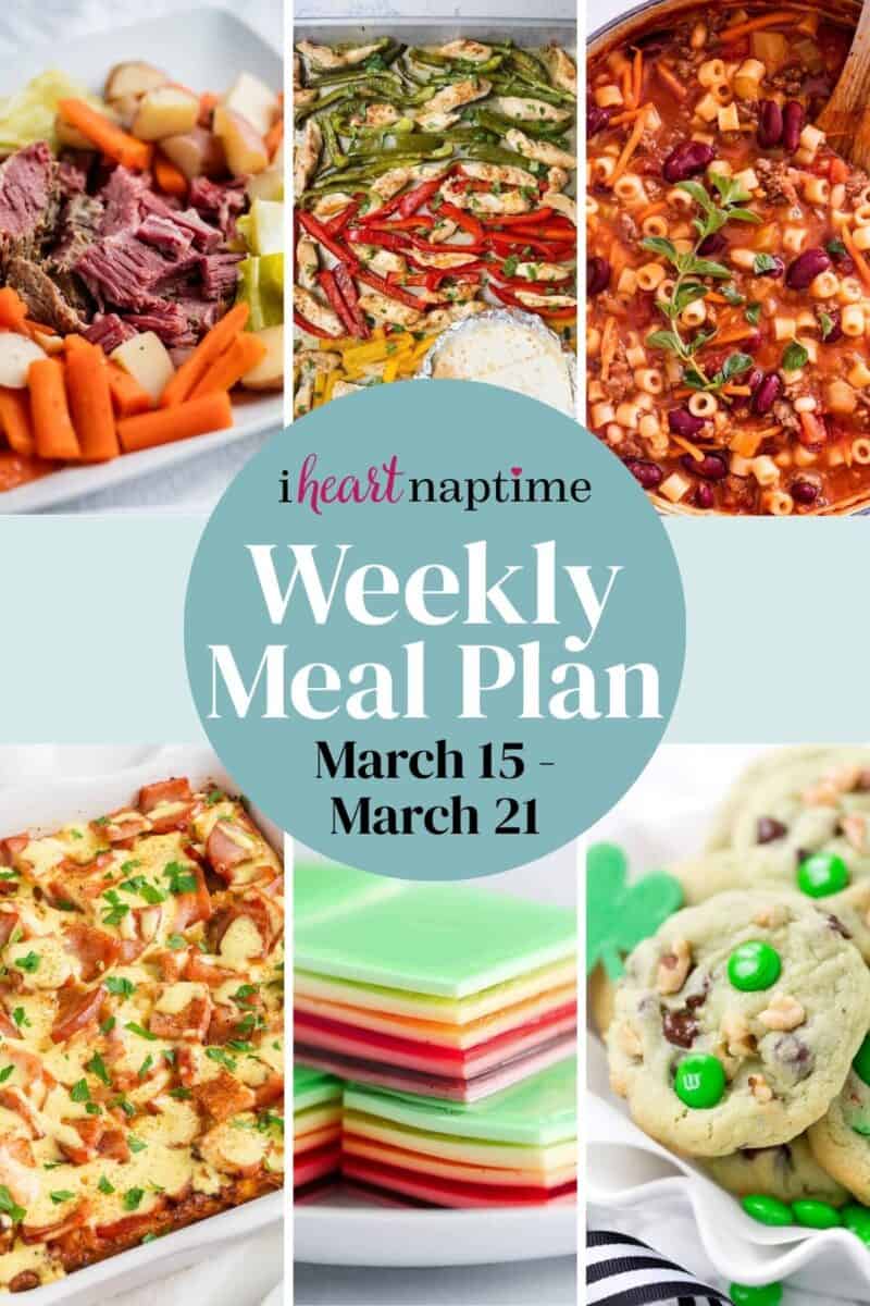 A photo collage for I Heart Naptime weekly meal plan.